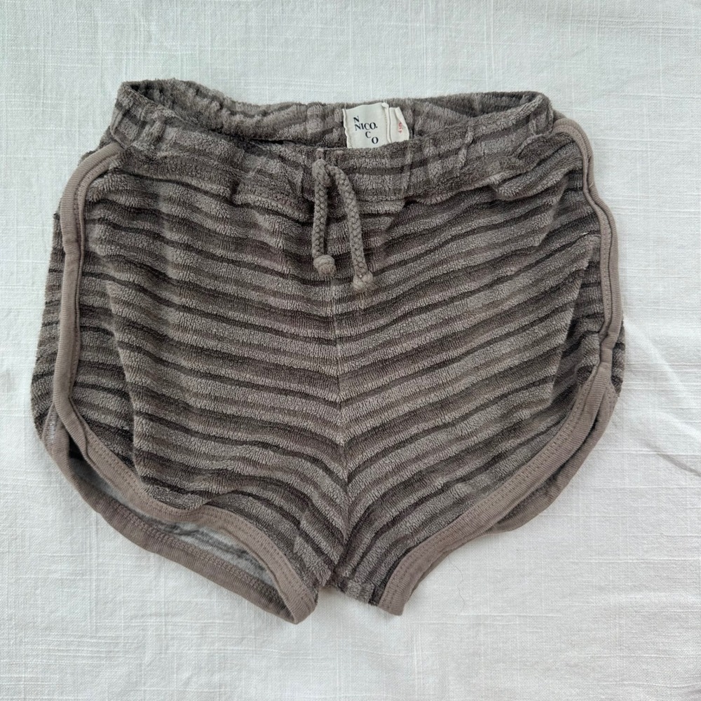 Nico Nico Cleo Terry Runner Short Striped Lounge Casual‎ Grey Kids Size 4Y